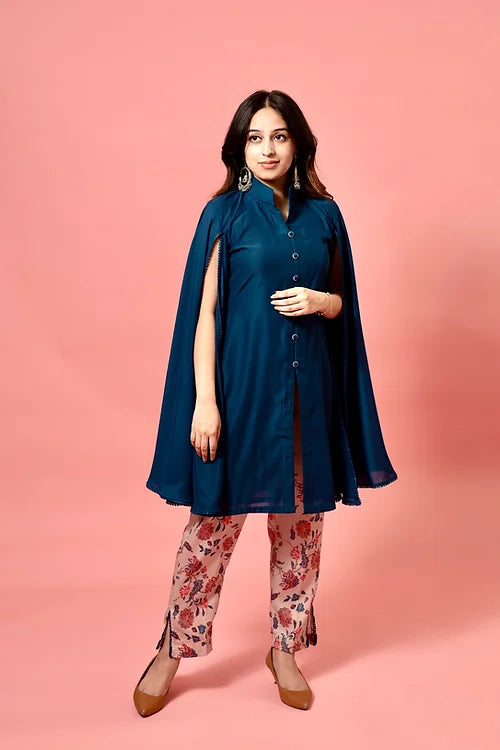 Tahira Statement Sleeves Kurta With Print Trousers